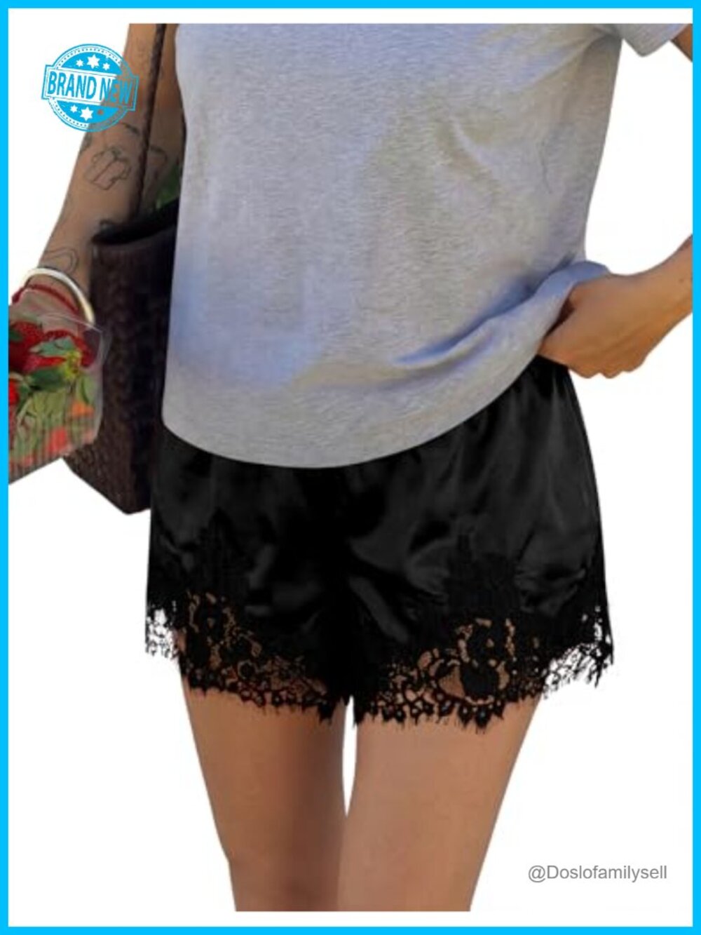 Satin Silk Lace Mini Shorts Coquette Y2K Lounge Pajama Bottoms